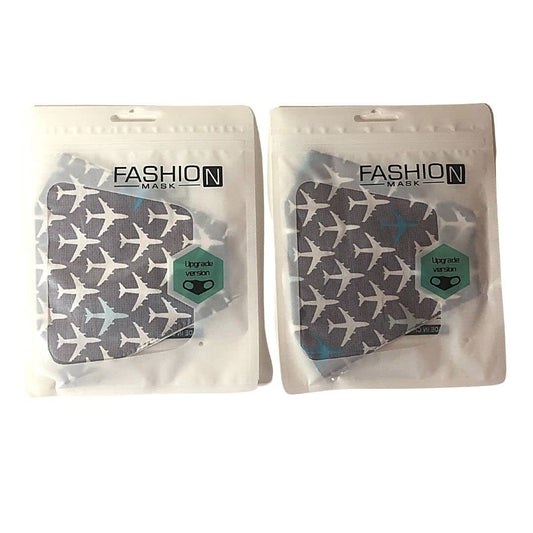 Plane Face Masks, 2 pack, Unisex, Washable, Cotton,Travel, Flying, Face Mask for Flights