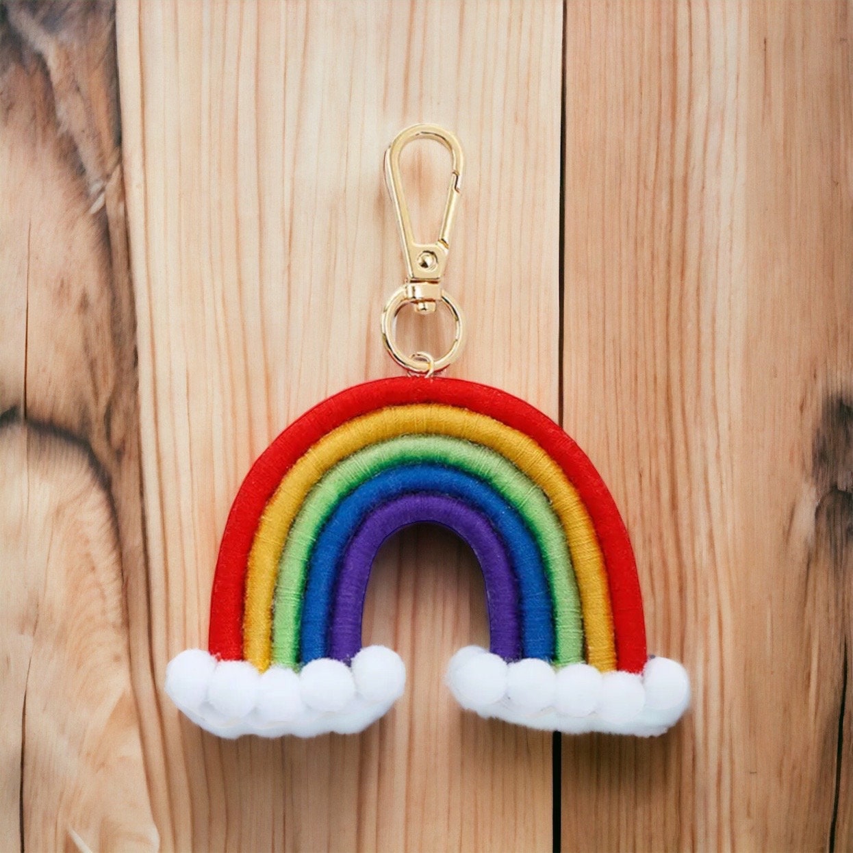 Rainbow keyring, rainbow gift, 90mm wide 70mm high