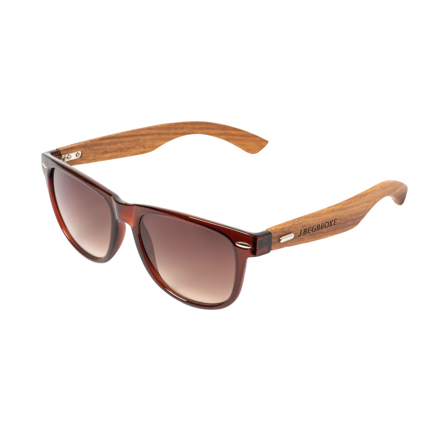 J Begbroke Wooden Sunglasses, Mens & Women, 400UV Protection, CE Marked, Cork Case, Unisex, Brown Frame