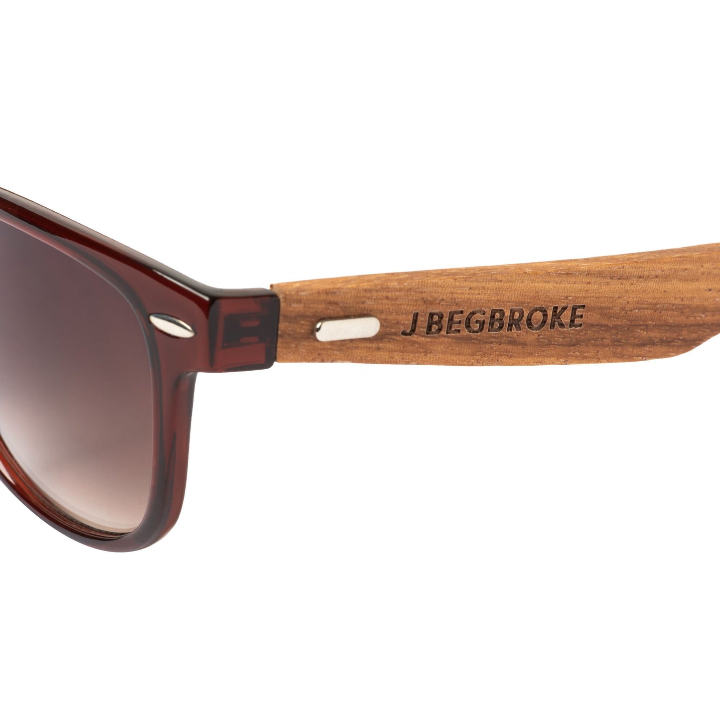 J Begbroke Wooden Sunglasses, Mens & Women, 400UV Protection, CE Marked, Cork Case, Unisex, Brown Frame