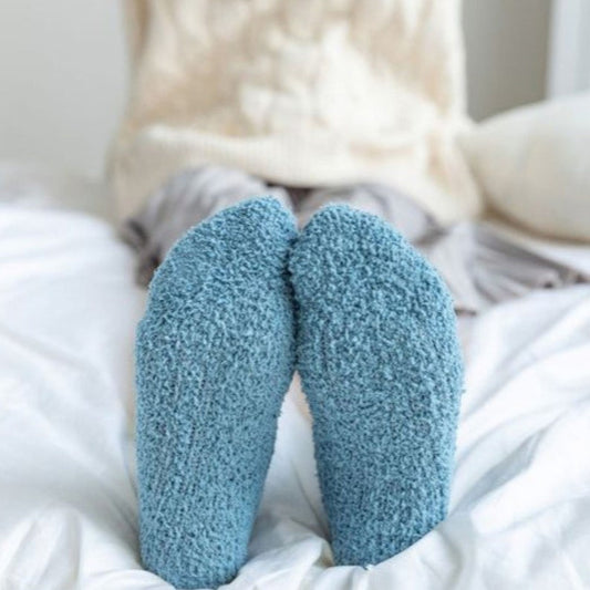 Fluffy Socks, Blue, Warm Socks, Bed Socks for Women