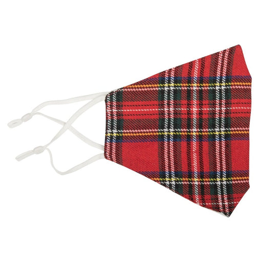 Tartan Face Mask, Washable, Cotton inside, Reusable, Red