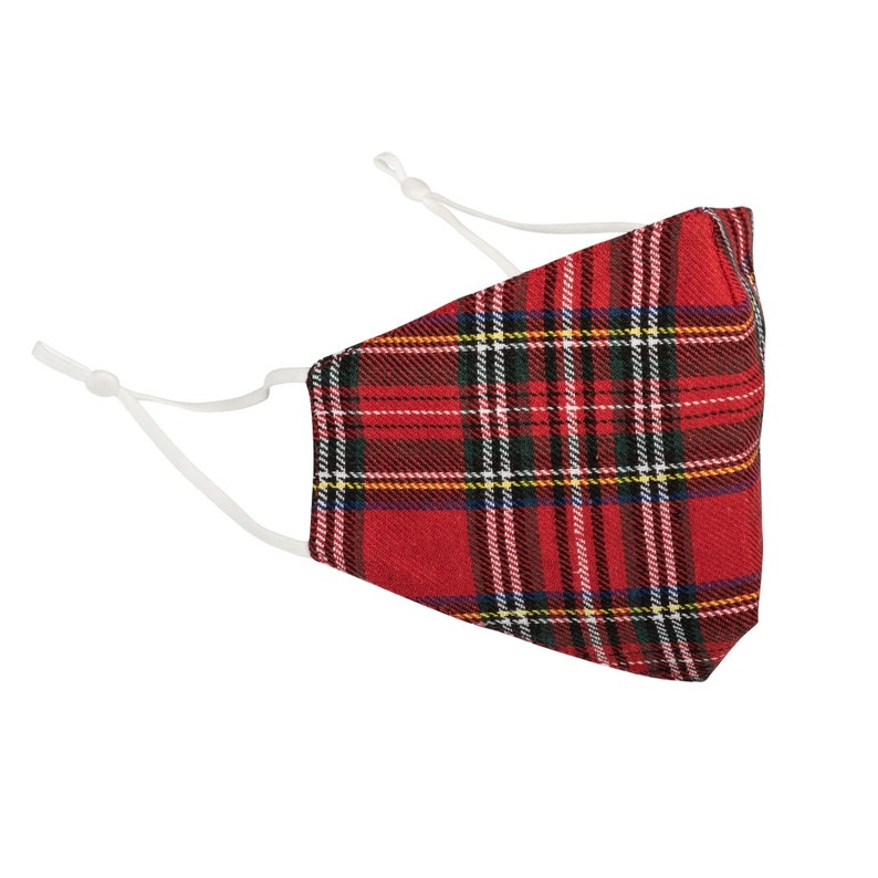 Tartan Face Mask, Washable, Cotton inside, Reusable, Red