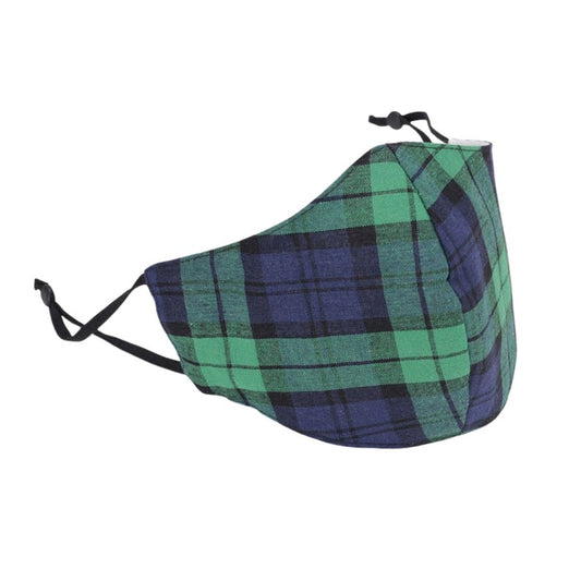 Tartan Face Mask, Washable, Cotton, Reusable Blue/Green