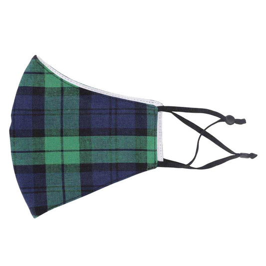 Tartan Face Mask, Washable, Cotton, Reusable Blue/Green