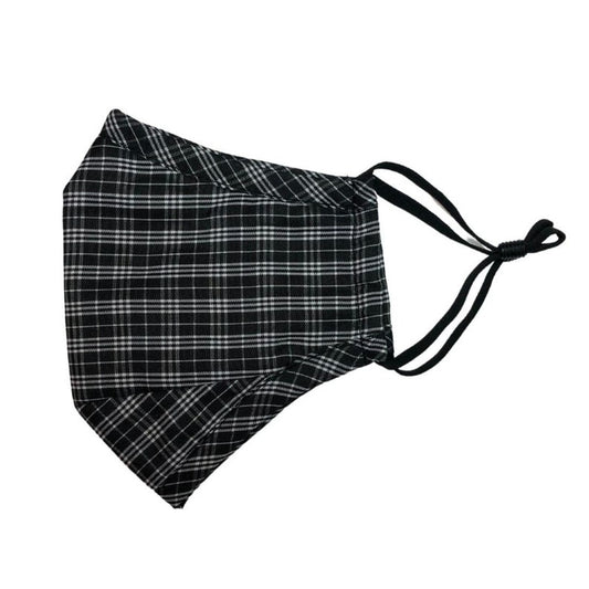 Tartan Face Mask, Black and White, Reusable, Washable